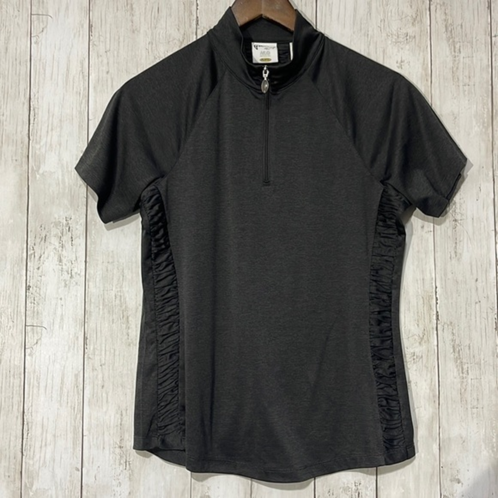 Greg Norman Womens Short Sleeve Quarter Zip Pullover‎ Shirt M Medium Dark Gray